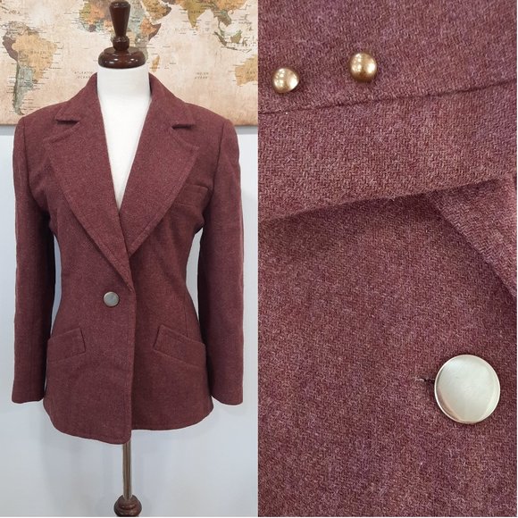 Vintage Jackets & Blazers - Vtg 70s wool blazer w/ gold buttons